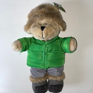 Starbucks 2011 Christmas Bearista Bear collectable plushy green puffer jacket